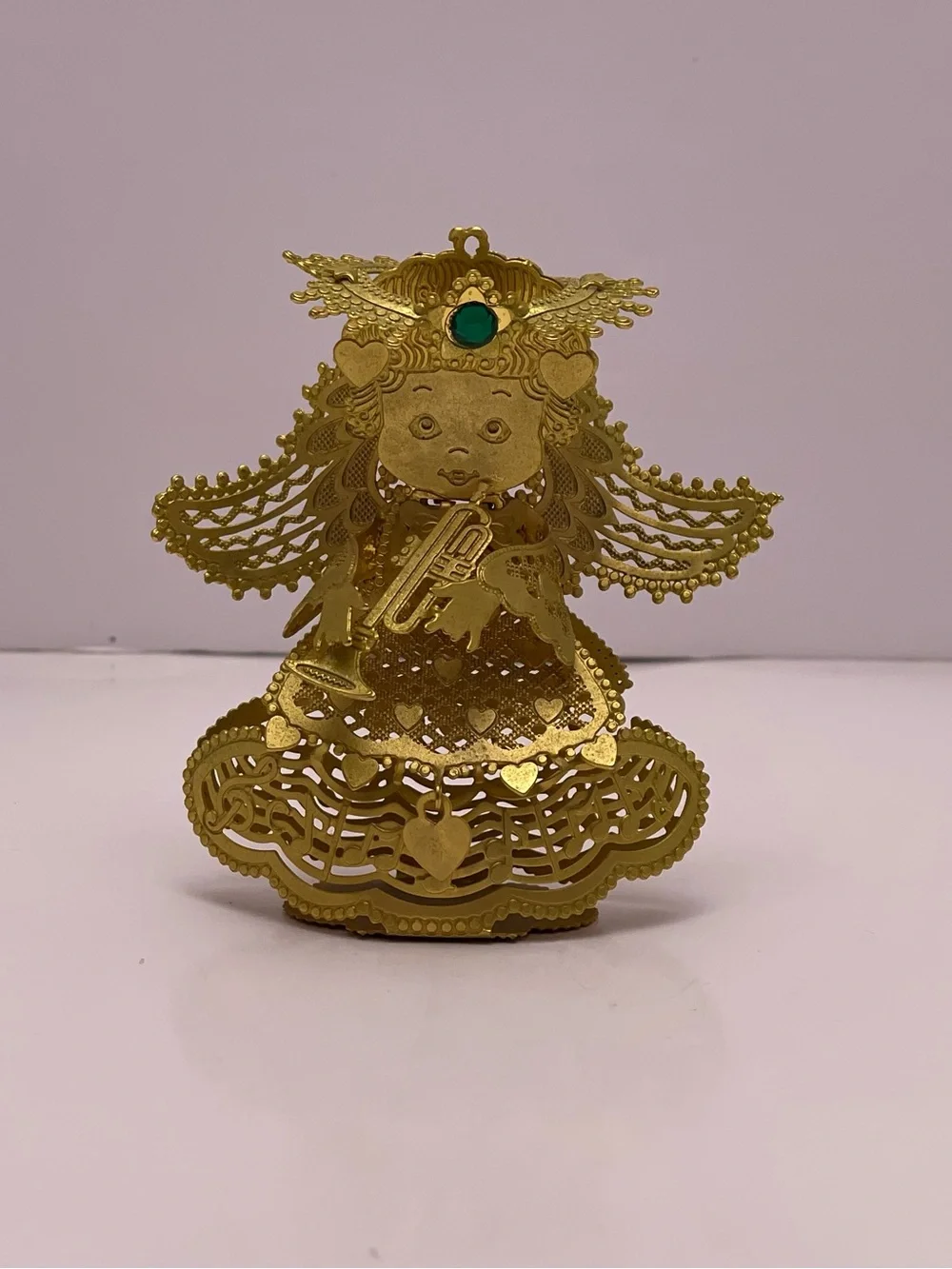 VTG Lee Graves Gold Filigree MAY Birthday Christmas Ornament Angel Figurine